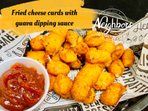 Fried cheese curds with guava dipping sauce
